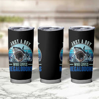 Just A Boy Who Loves Megalodons Tumbler Cup Megalodon Shark Lover Retro Graphic