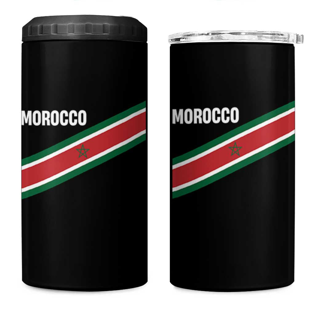 Morocco Moroccan Flag 4 in 1 Can Cooler Tumbler Green Star Maroc Stripes