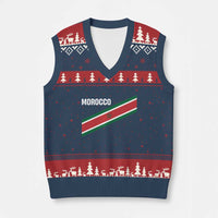 Morocco Moroccan Flag V-Neck Knit Sweater Vest Green Star Maroc Stripes