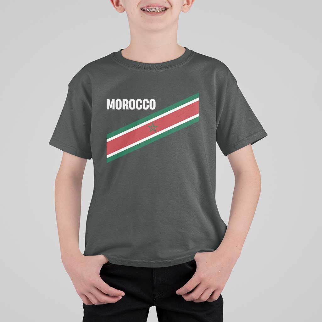 Morocco Moroccan Flag T Shirt For Kid Green Star Maroc Stripes
