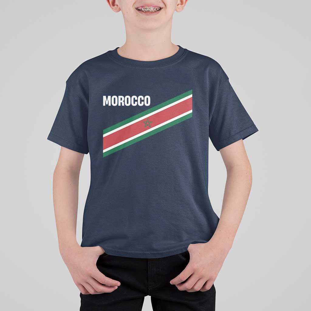 Morocco Moroccan Flag T Shirt For Kid Green Star Maroc Stripes