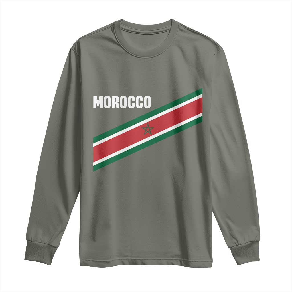 Morocco Moroccan Flag Long Sleeve Shirt Green Star Maroc Stripes
