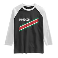 Morocco Moroccan Flag Raglan Shirt Green Star Maroc Stripes