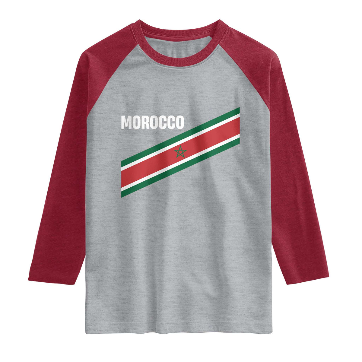 Morocco Moroccan Flag Raglan Shirt Green Star Maroc Stripes