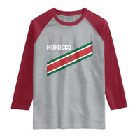 Morocco Moroccan Flag Raglan Shirt Green Star Maroc Stripes