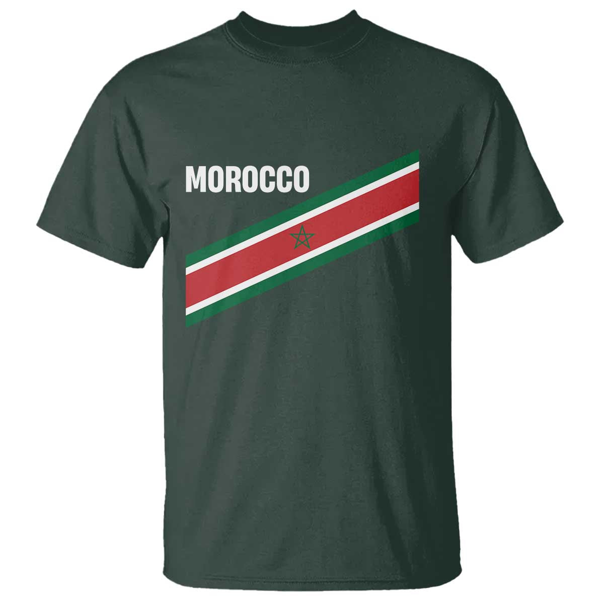 Morocco Moroccan Flag T Shirt Green Star Maroc Stripes