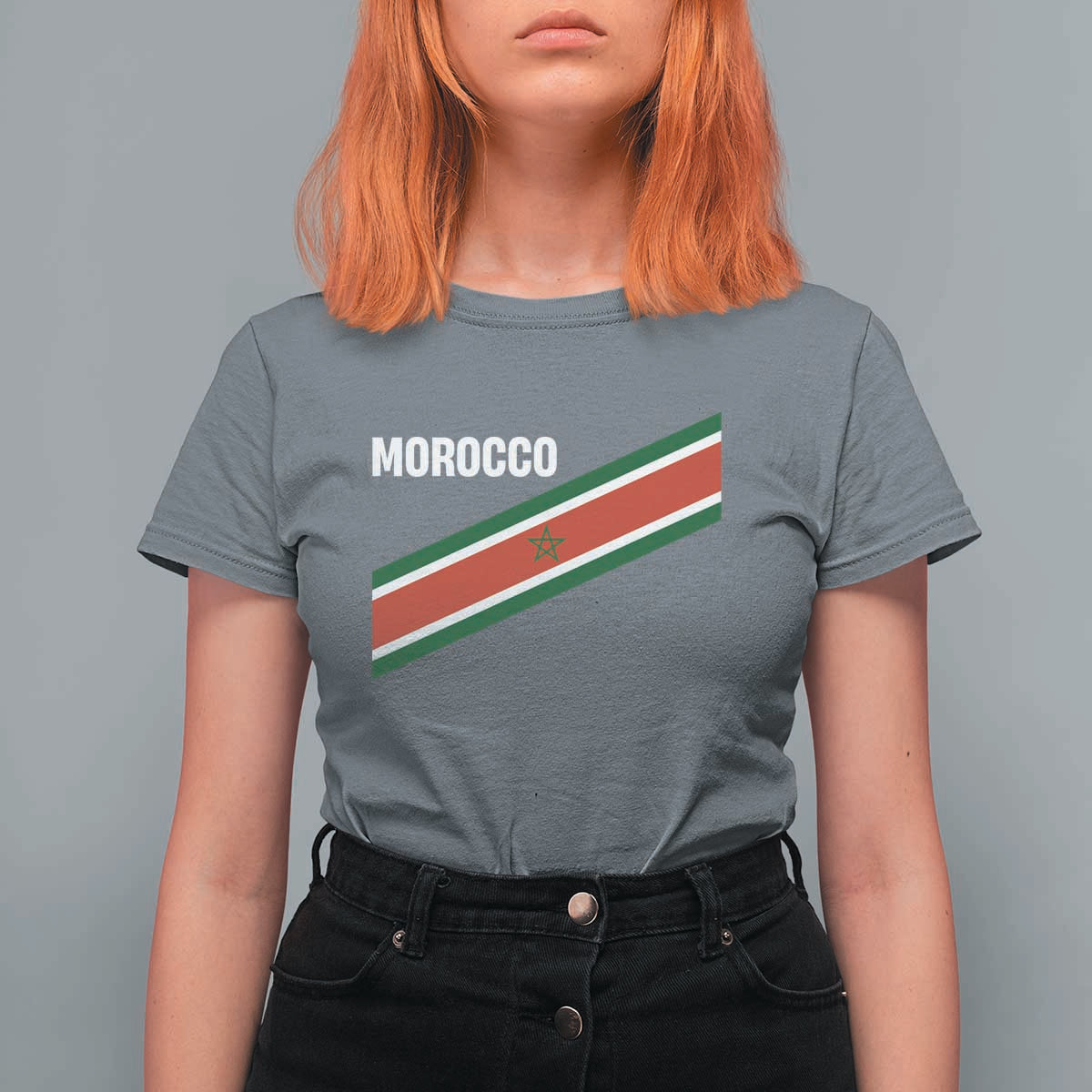 Morocco Moroccan Flag T Shirt For Women Green Star Maroc Stripes