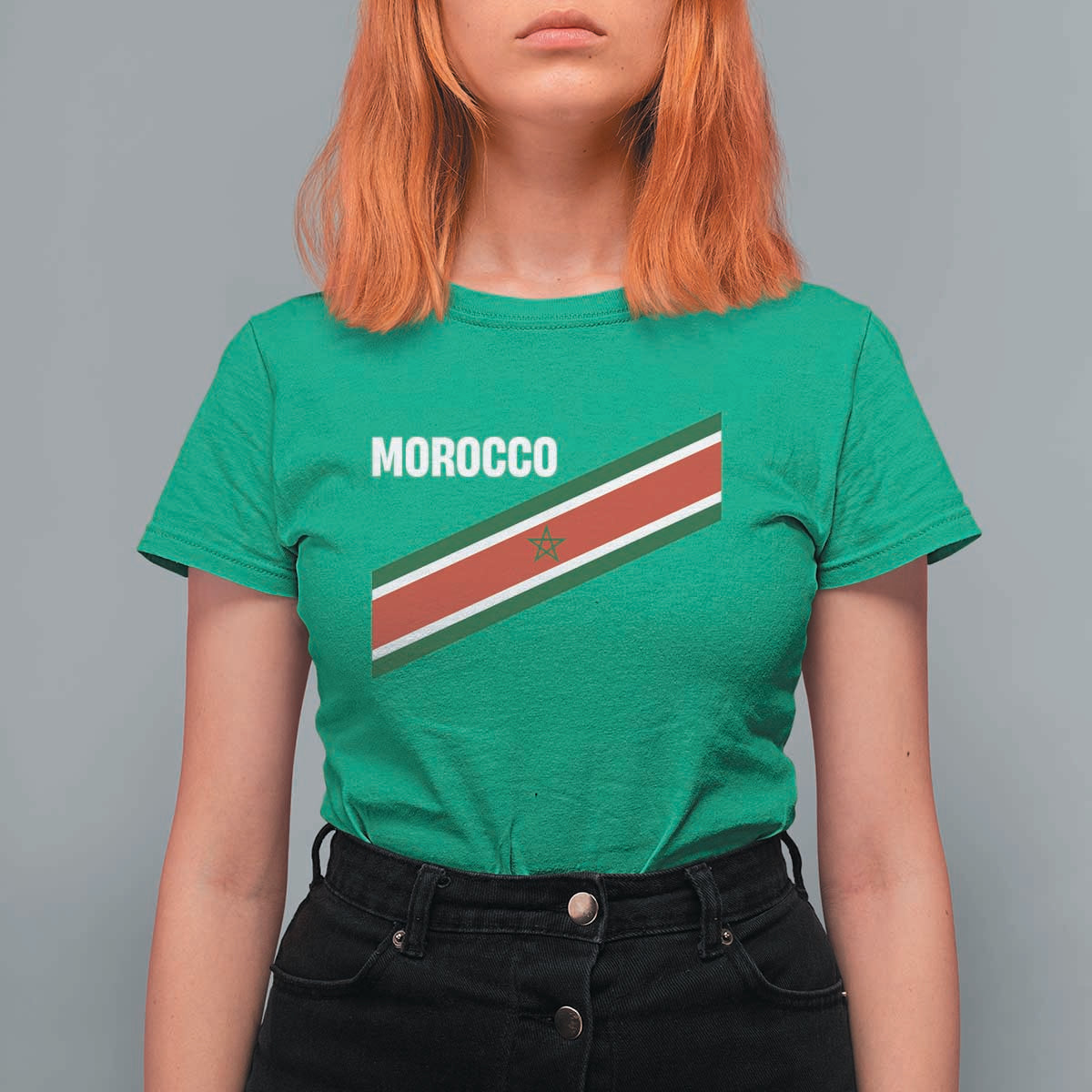 Morocco Moroccan Flag T Shirt For Women Green Star Maroc Stripes