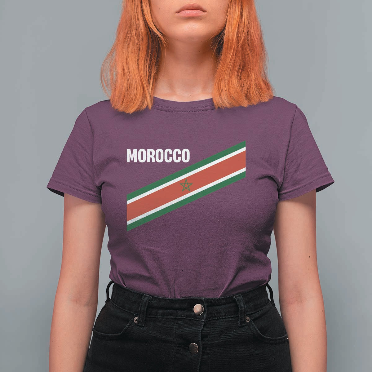 Morocco Moroccan Flag T Shirt For Women Green Star Maroc Stripes
