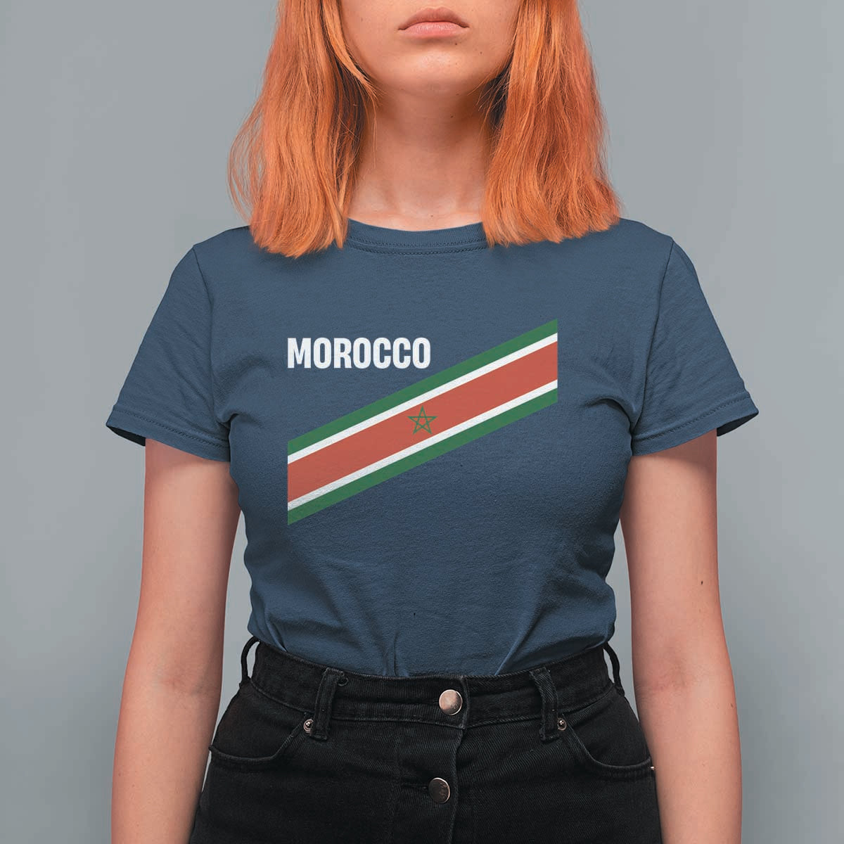 Morocco Moroccan Flag T Shirt For Women Green Star Maroc Stripes