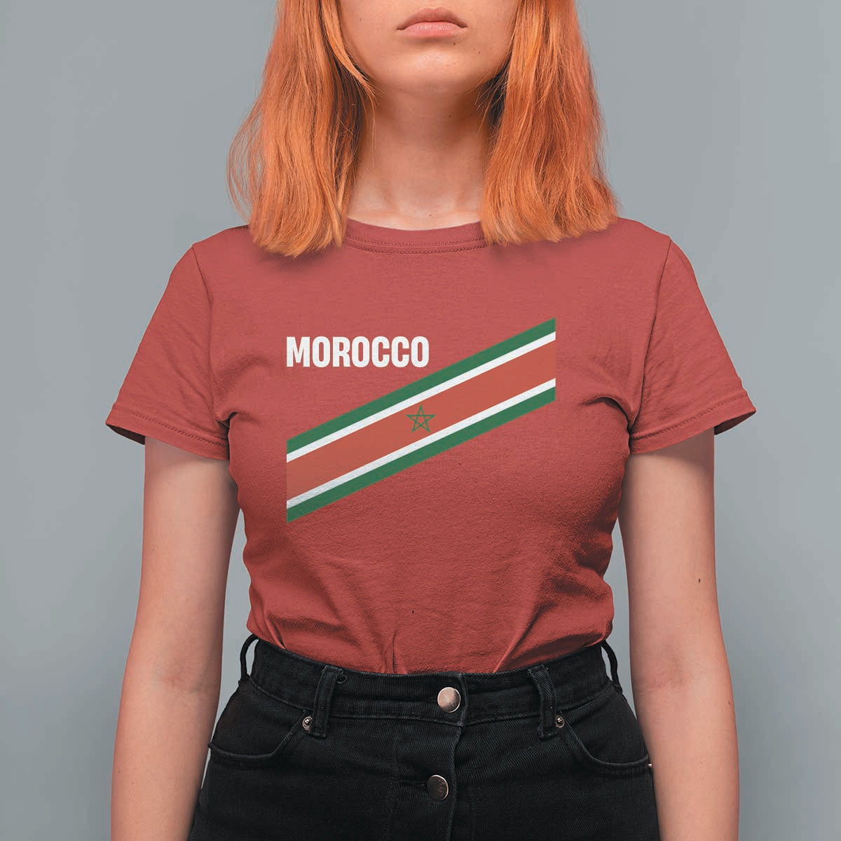 Morocco Moroccan Flag T Shirt For Women Green Star Maroc Stripes