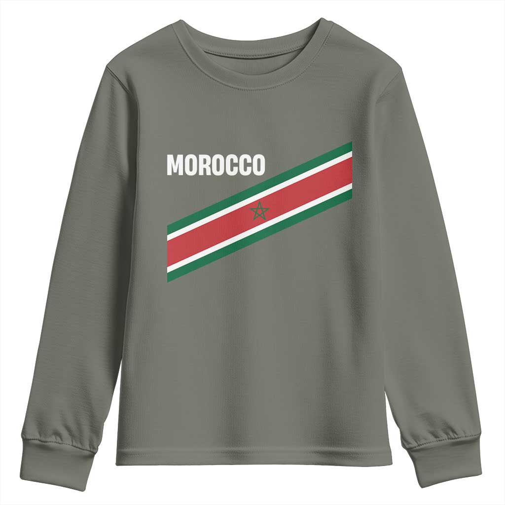 Morocco Moroccan Flag Youth Sweatshirt Green Star Maroc Stripes