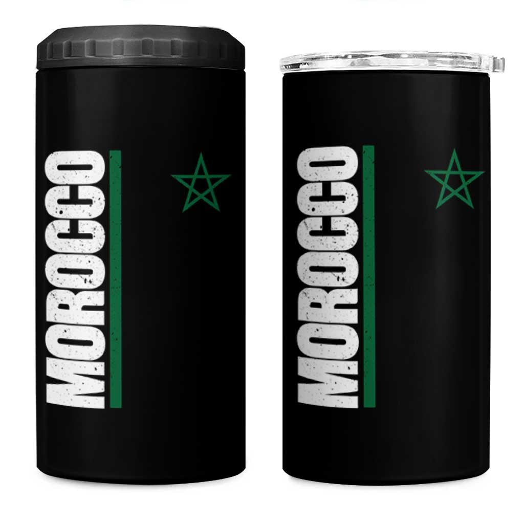 Morocco Green Star Flag Patriotic Moroccan Pride 4 in 1 Can Cooler Tumbler