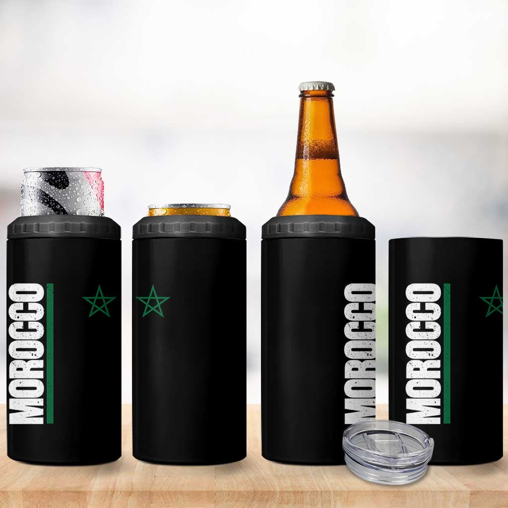 Morocco Green Star Flag Patriotic Moroccan Pride 4 in 1 Can Cooler Tumbler