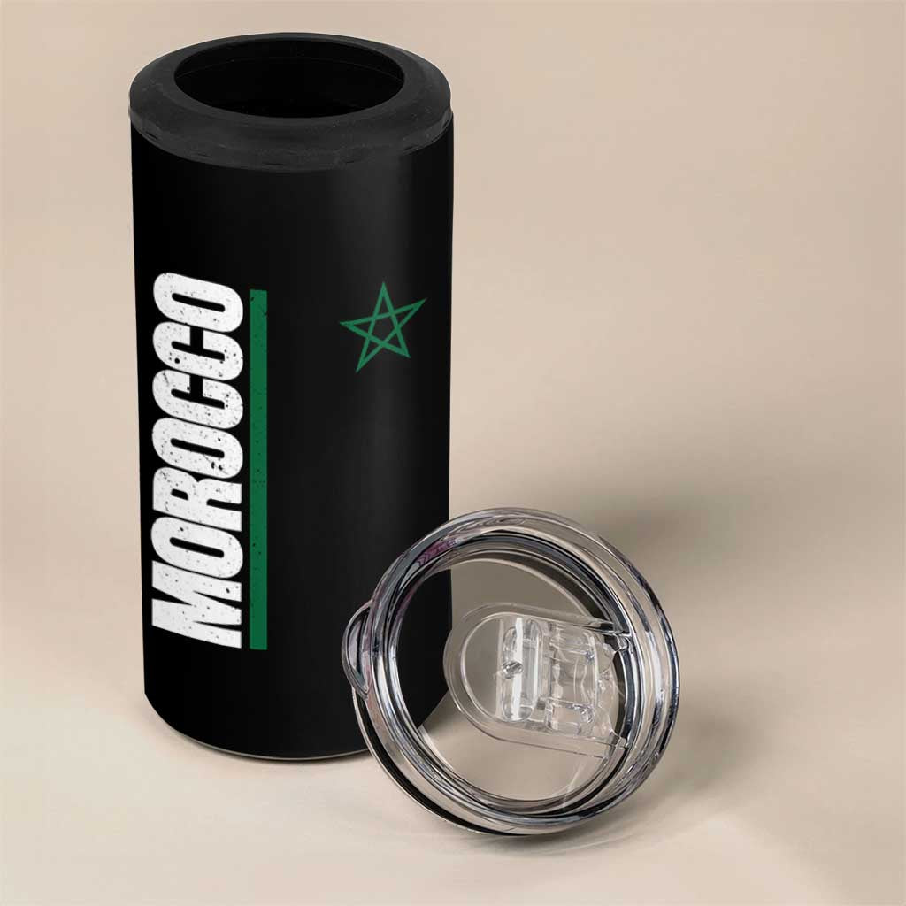 Morocco Green Star Flag Patriotic Moroccan Pride 4 in 1 Can Cooler Tumbler