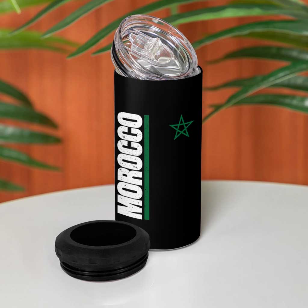 Morocco Green Star Flag Patriotic Moroccan Pride 4 in 1 Can Cooler Tumbler