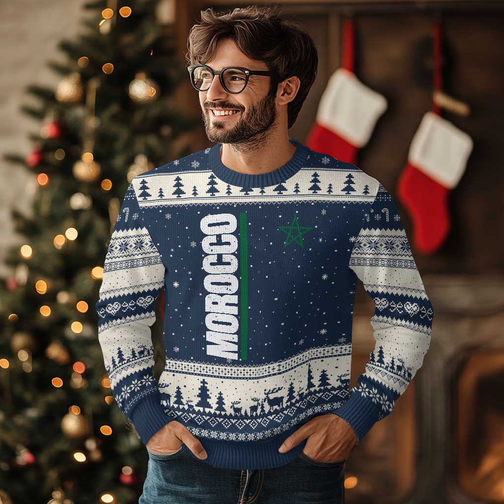 Morocco Green Star Flag Patriotic Moroccan Pride Ugly Christmas Sweater