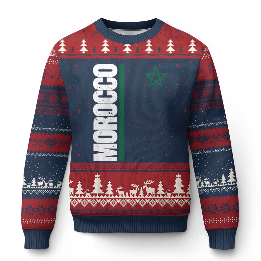 Morocco Green Star Flag Patriotic Moroccan Pride Ugly Christmas Sweater