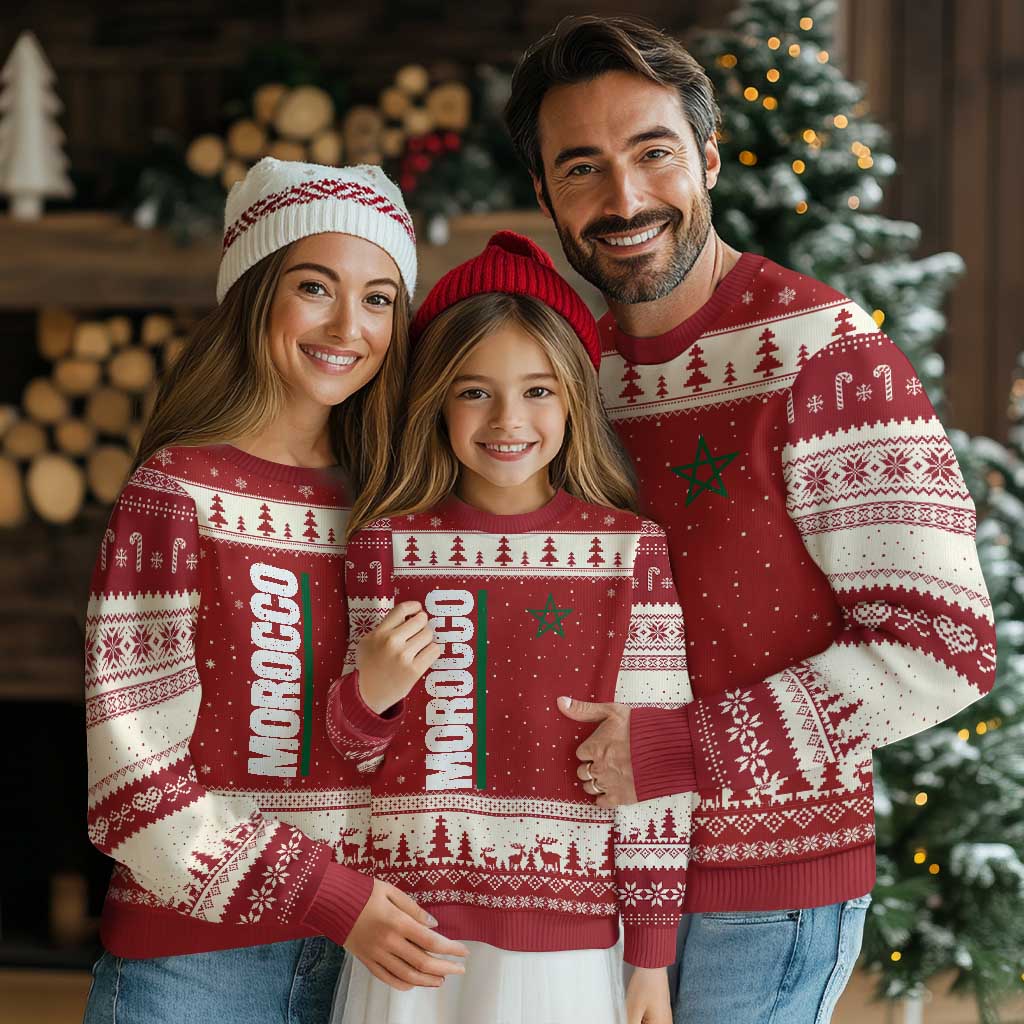 Morocco Green Star Flag Patriotic Moroccan Pride Ugly Christmas Sweater