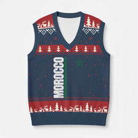 Morocco Green Star Flag Patriotic Moroccan Pride V-Neck Knit Sweater Vest