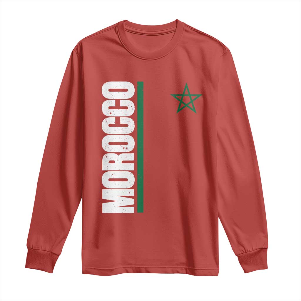 Morocco Green Star Flag Patriotic Moroccan Pride Long Sleeve Shirt