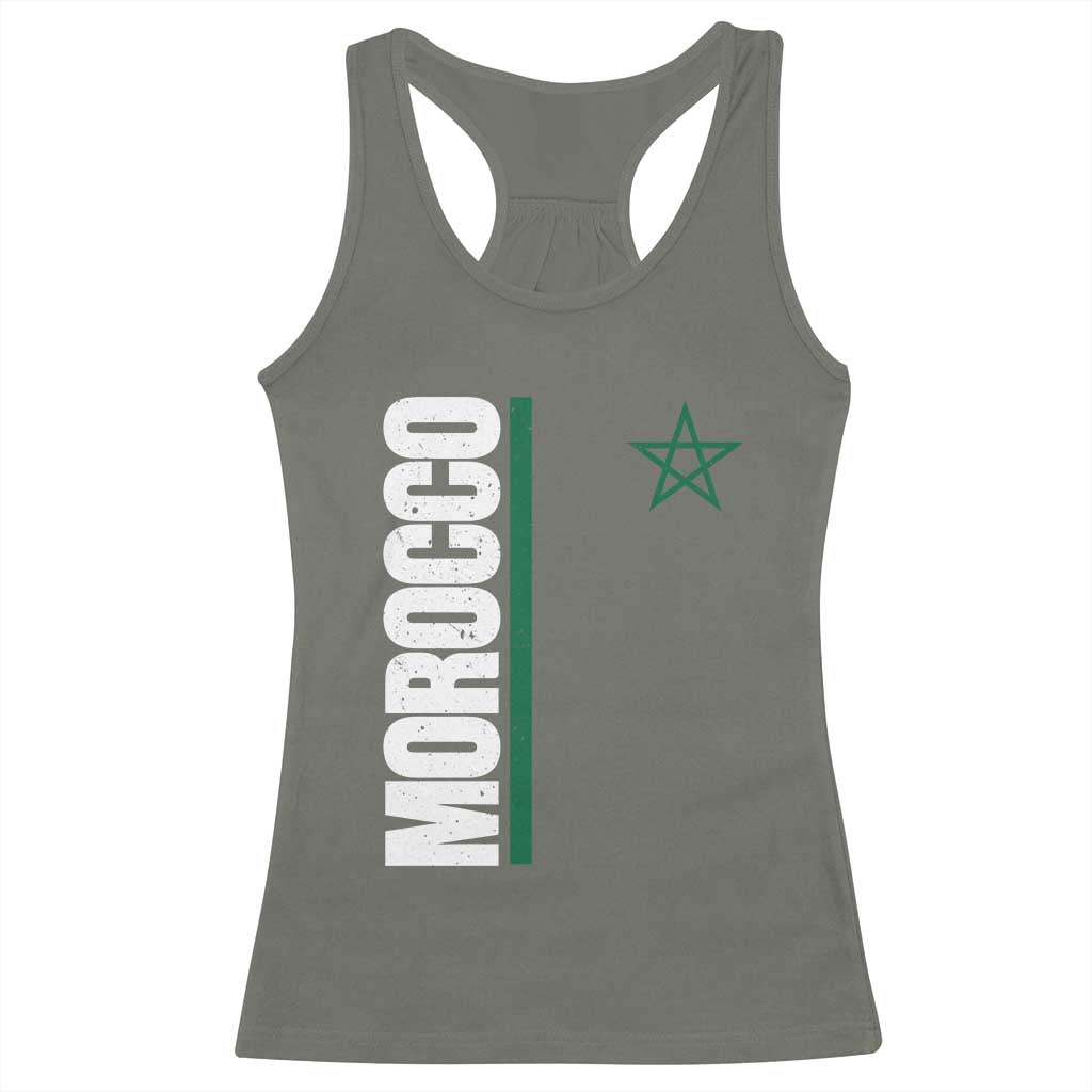 Morocco Green Star Flag Patriotic Moroccan Pride Racerback Tank Top