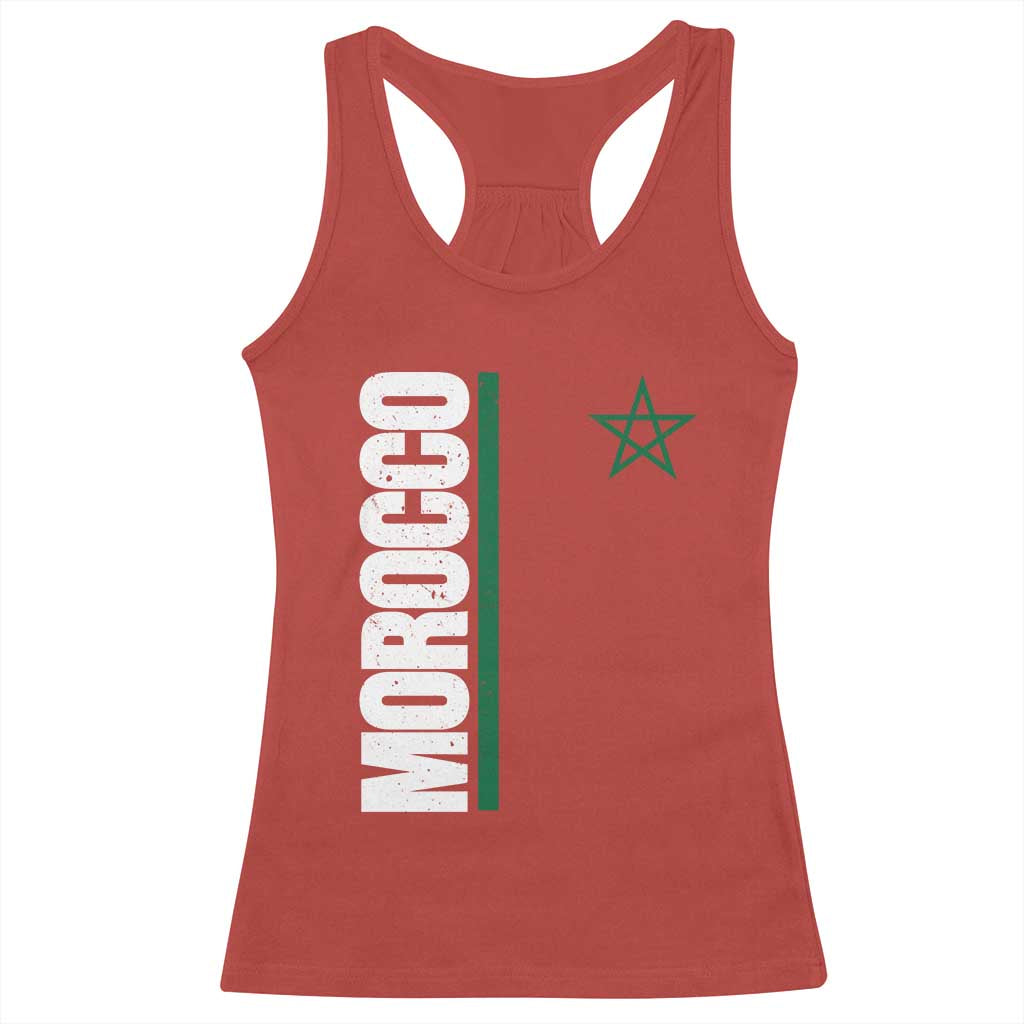 Morocco Green Star Flag Patriotic Moroccan Pride Racerback Tank Top