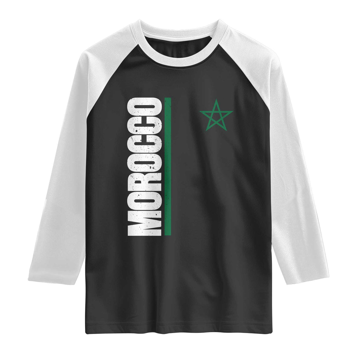 Morocco Green Star Flag Patriotic Moroccan Pride Raglan Shirt
