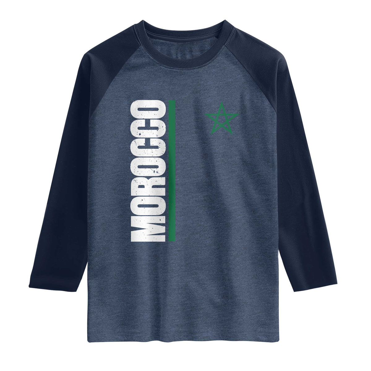 Morocco Green Star Flag Patriotic Moroccan Pride Raglan Shirt