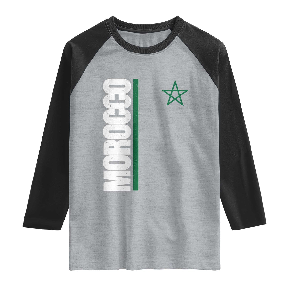 Morocco Green Star Flag Patriotic Moroccan Pride Raglan Shirt