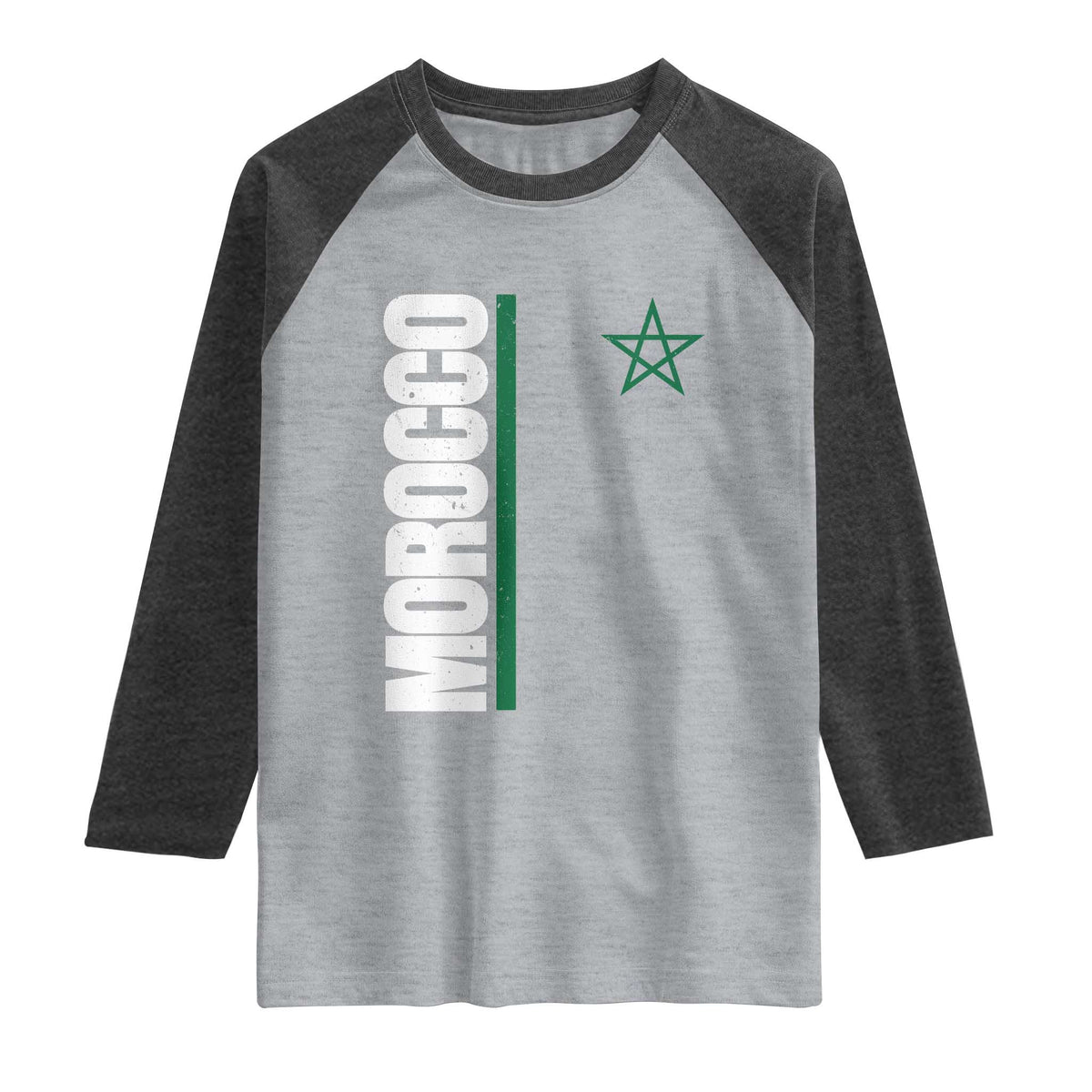 Morocco Green Star Flag Patriotic Moroccan Pride Raglan Shirt