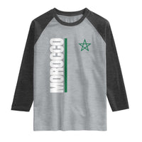 Morocco Green Star Flag Patriotic Moroccan Pride Raglan Shirt