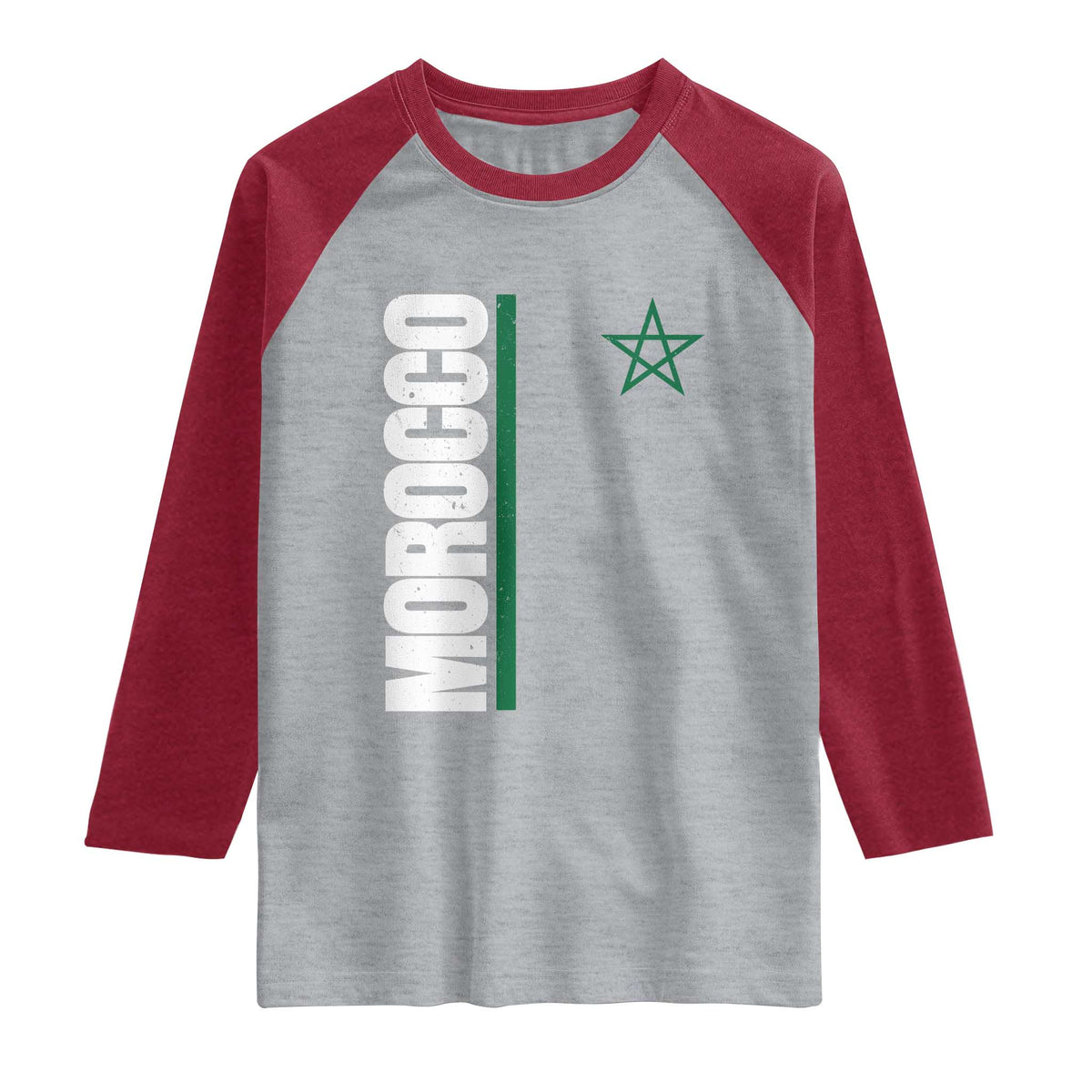 Morocco Green Star Flag Patriotic Moroccan Pride Raglan Shirt