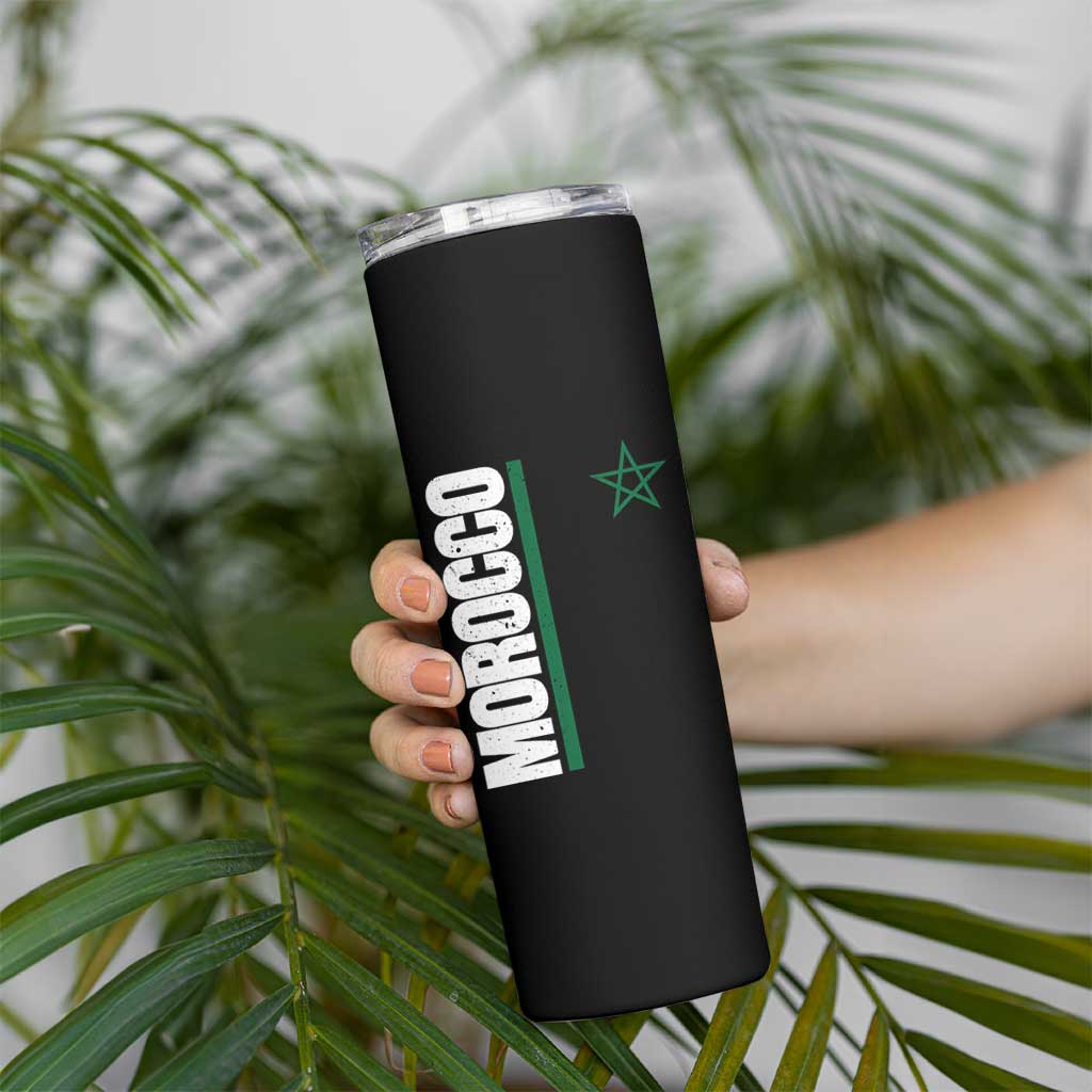 Morocco Green Star Flag Patriotic Moroccan Pride Skinny Tumbler