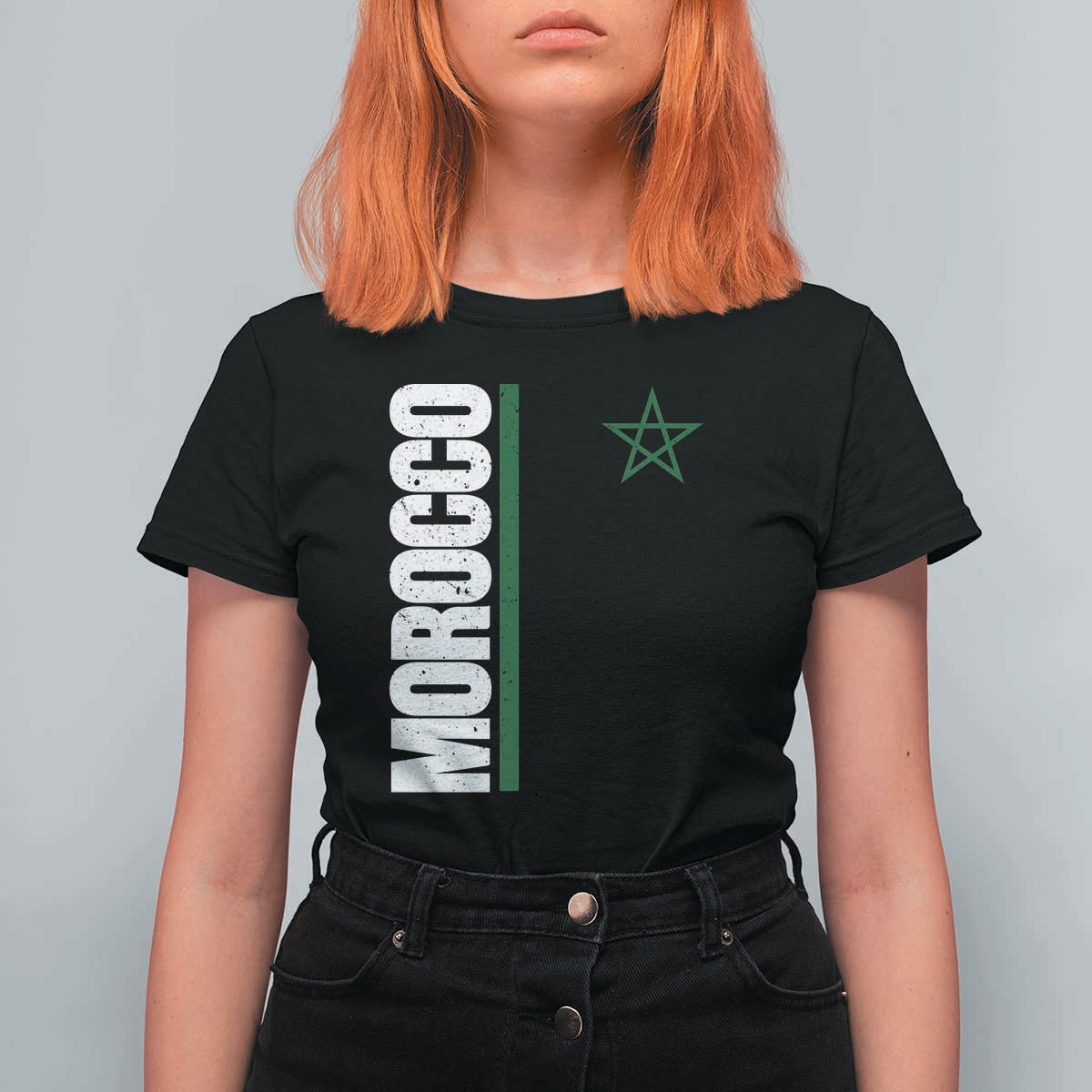 Morocco Green Star Flag Patriotic Moroccan Pride T Shirt For Women