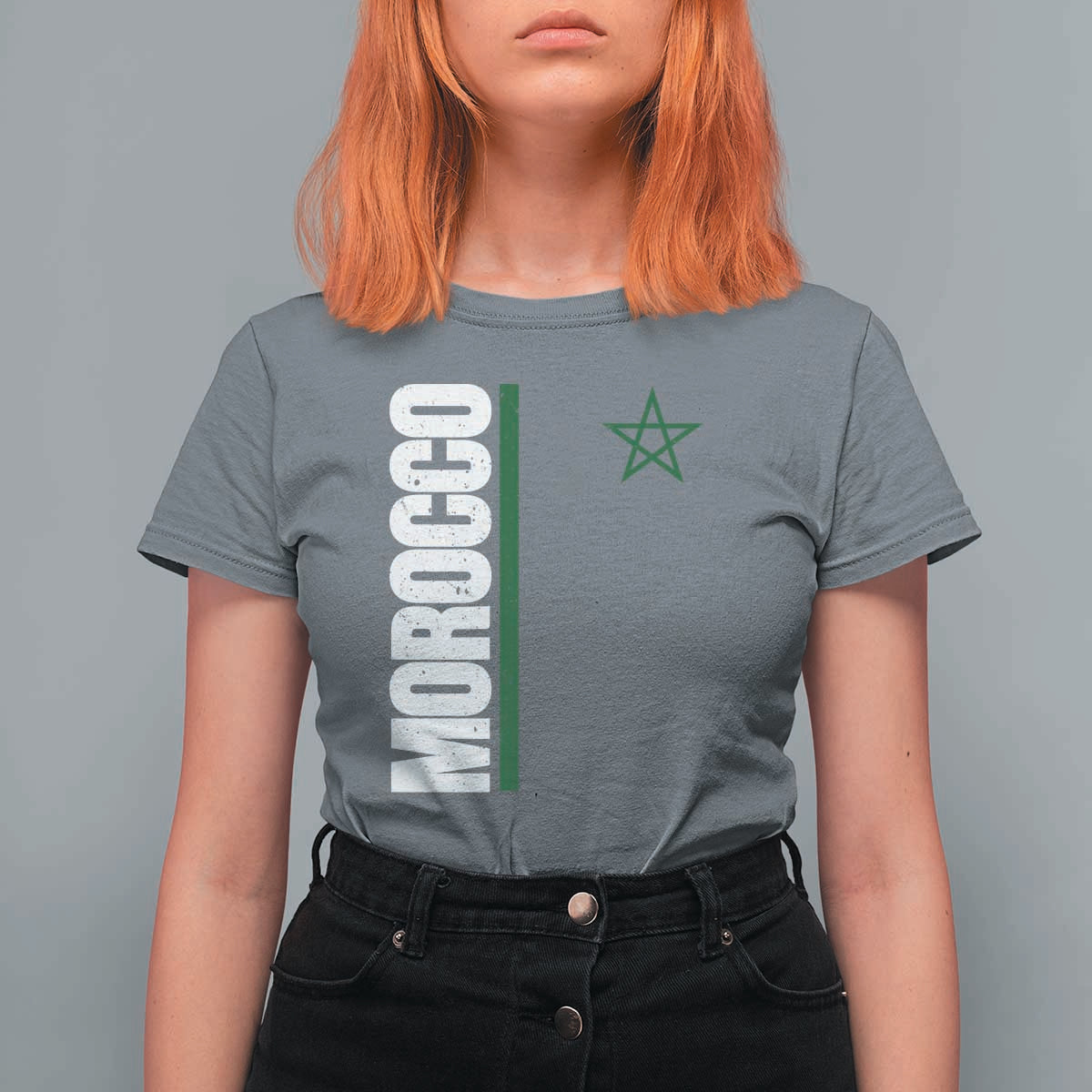 Morocco Green Star Flag Patriotic Moroccan Pride T Shirt For Women