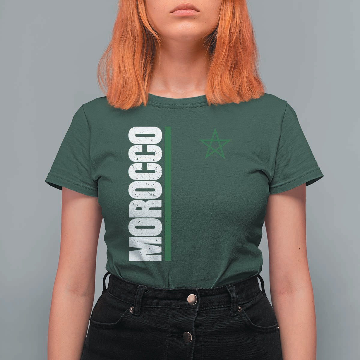 Morocco Green Star Flag Patriotic Moroccan Pride T Shirt For Women