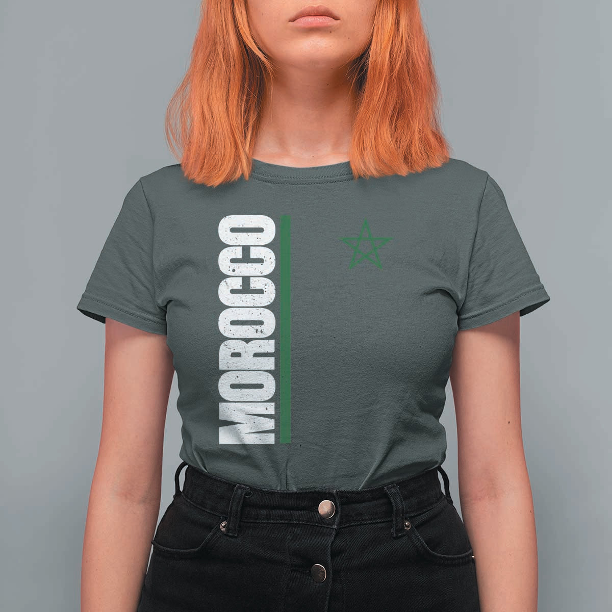 Morocco Green Star Flag Patriotic Moroccan Pride T Shirt For Women