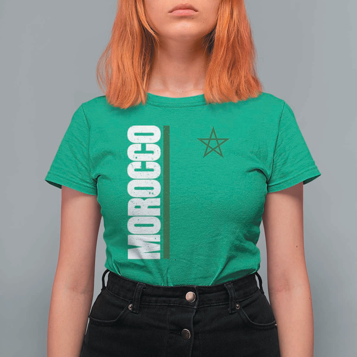 Morocco Green Star Flag Patriotic Moroccan Pride T Shirt For Women