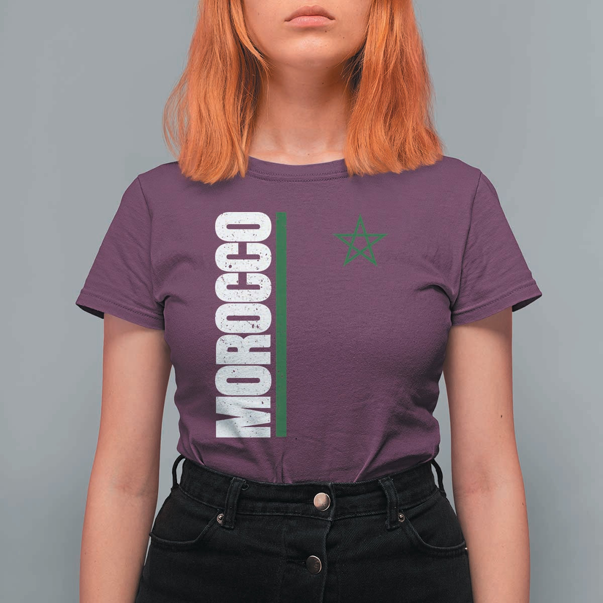 Morocco Green Star Flag Patriotic Moroccan Pride T Shirt For Women
