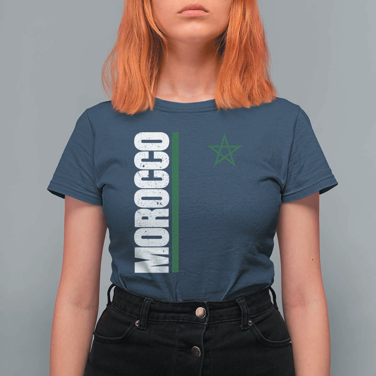 Morocco Green Star Flag Patriotic Moroccan Pride T Shirt For Women