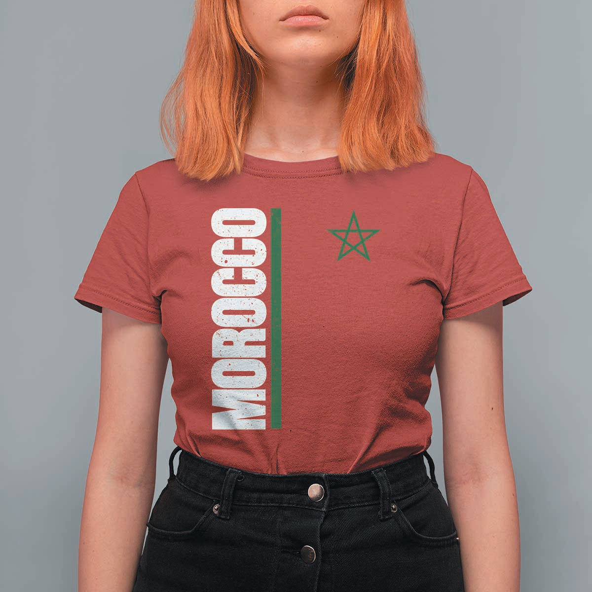 Morocco Green Star Flag Patriotic Moroccan Pride T Shirt For Women