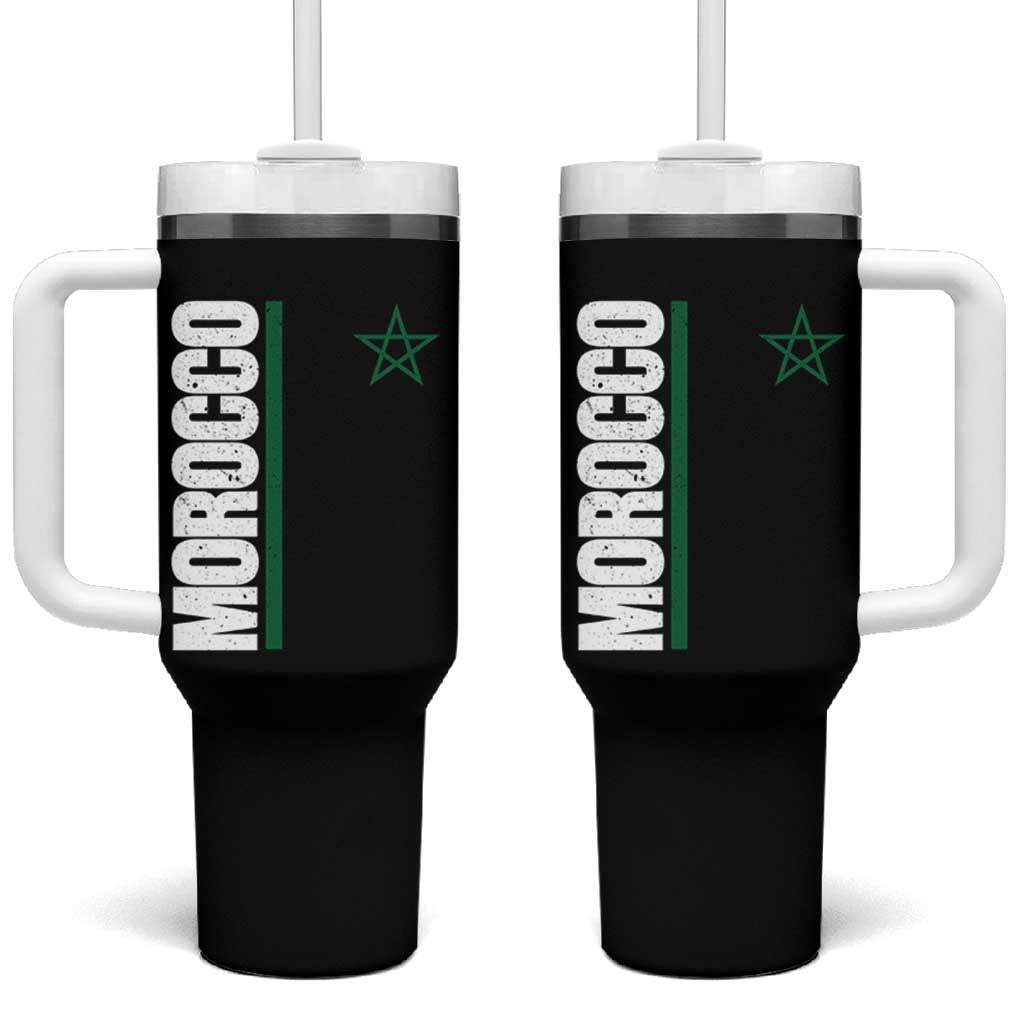 Morocco Green Star Flag Patriotic Moroccan Pride Tumbler With Handle