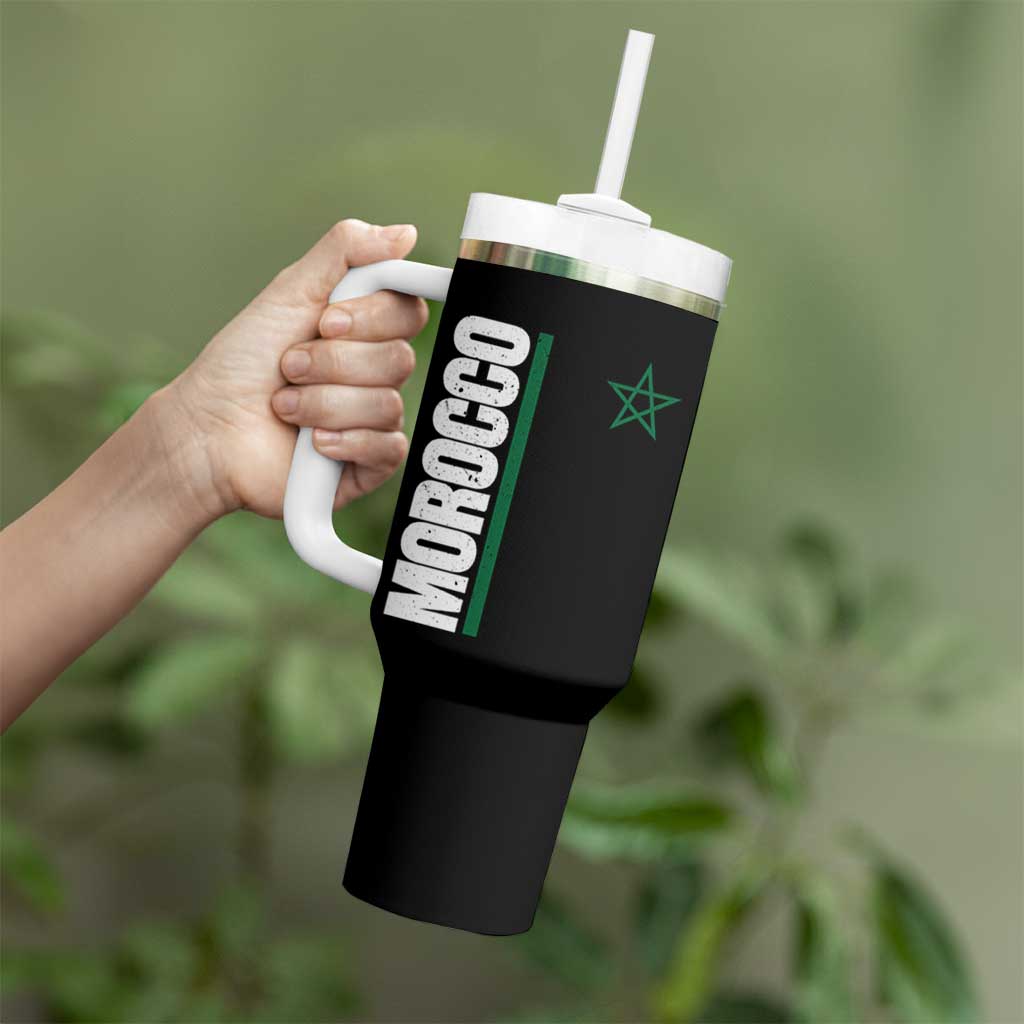 Morocco Green Star Flag Patriotic Moroccan Pride Tumbler With Handle