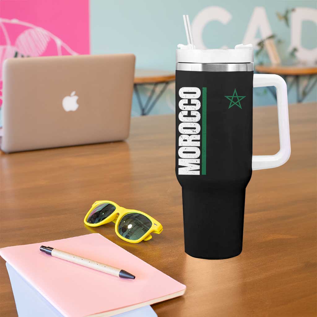 Morocco Green Star Flag Patriotic Moroccan Pride Tumbler With Handle