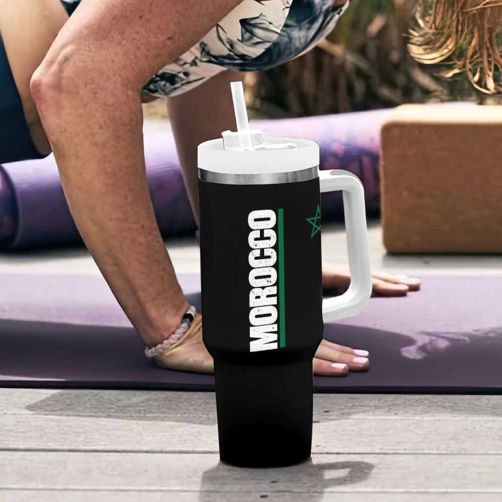 Morocco Green Star Flag Patriotic Moroccan Pride Tumbler With Handle