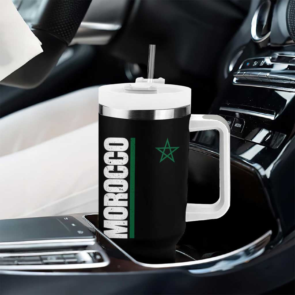Morocco Green Star Flag Patriotic Moroccan Pride Tumbler With Handle
