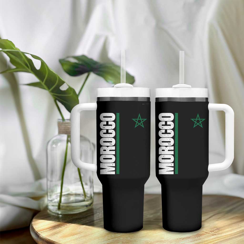 Morocco Green Star Flag Patriotic Moroccan Pride Tumbler With Handle