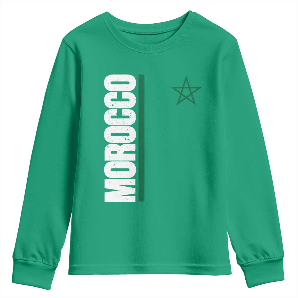 Morocco Green Star Flag Patriotic Moroccan Pride Youth Sweatshirt