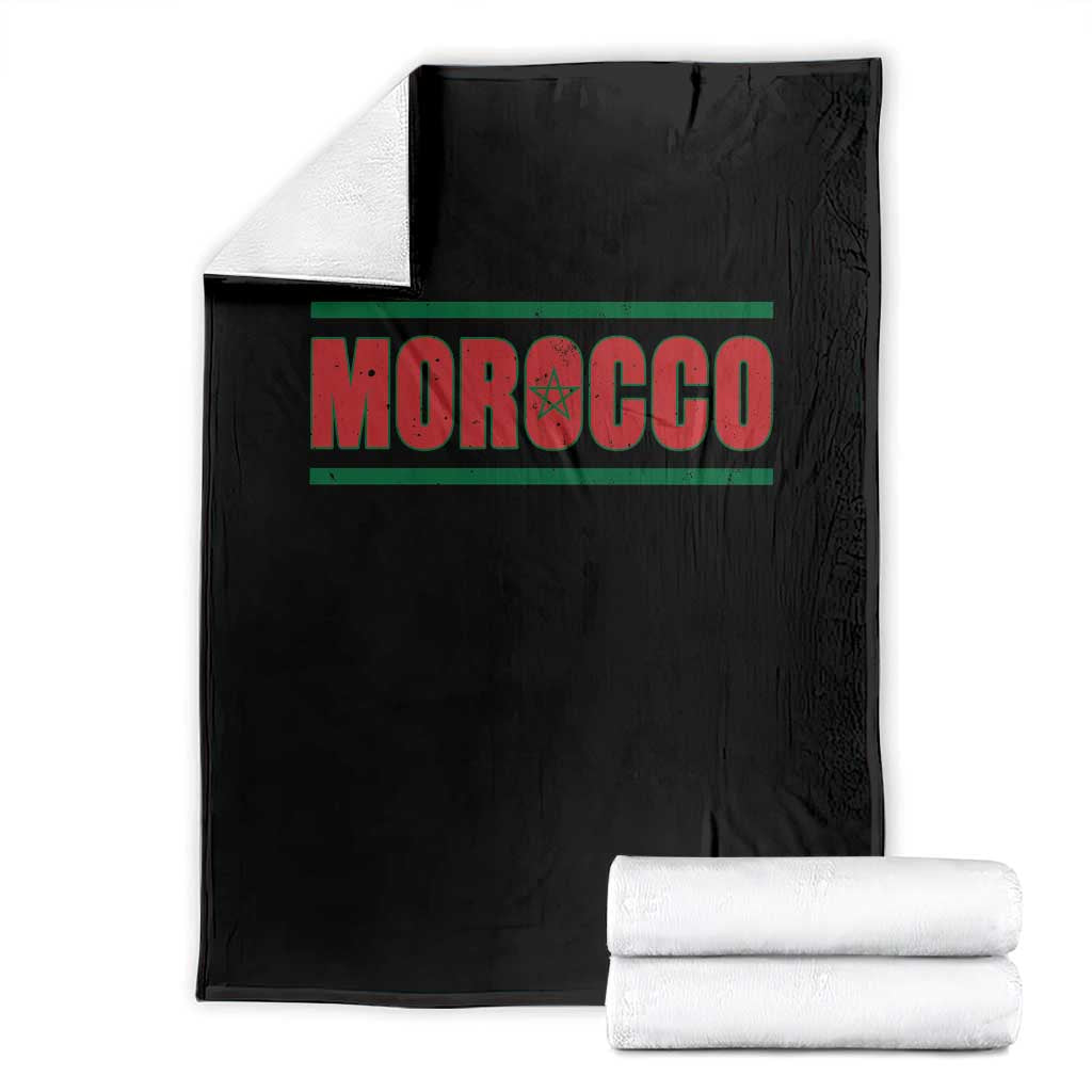 Proud Moroccan Vintage Marocco Flag Green Stripes Throw Blanket